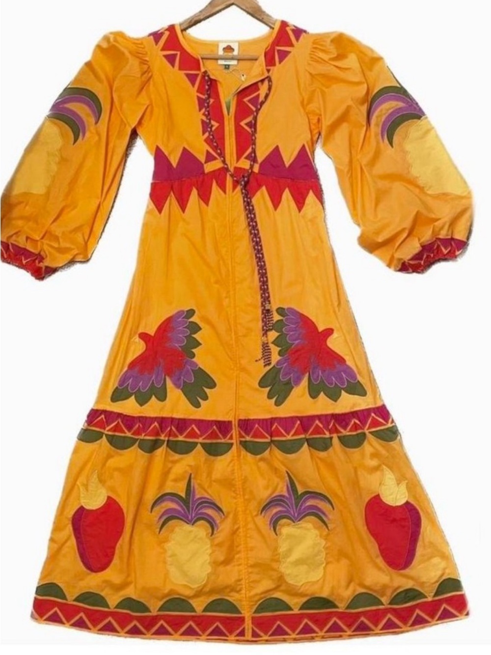 FARM Rio Vibrant Yellow Maxi Dress with Multicolor Embroidery - Picture 5 of 6